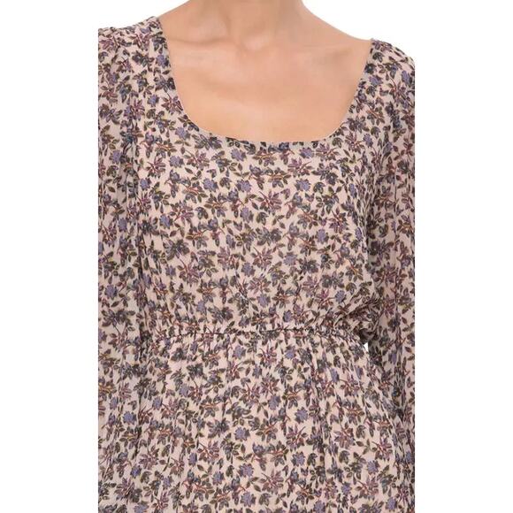 BAGATELLE COLLECTION WOMENS SIZE 6 FLORAL PRINT TIERED MAXI DRESS BEIGE BLUE NEW - Picture 3 of 14